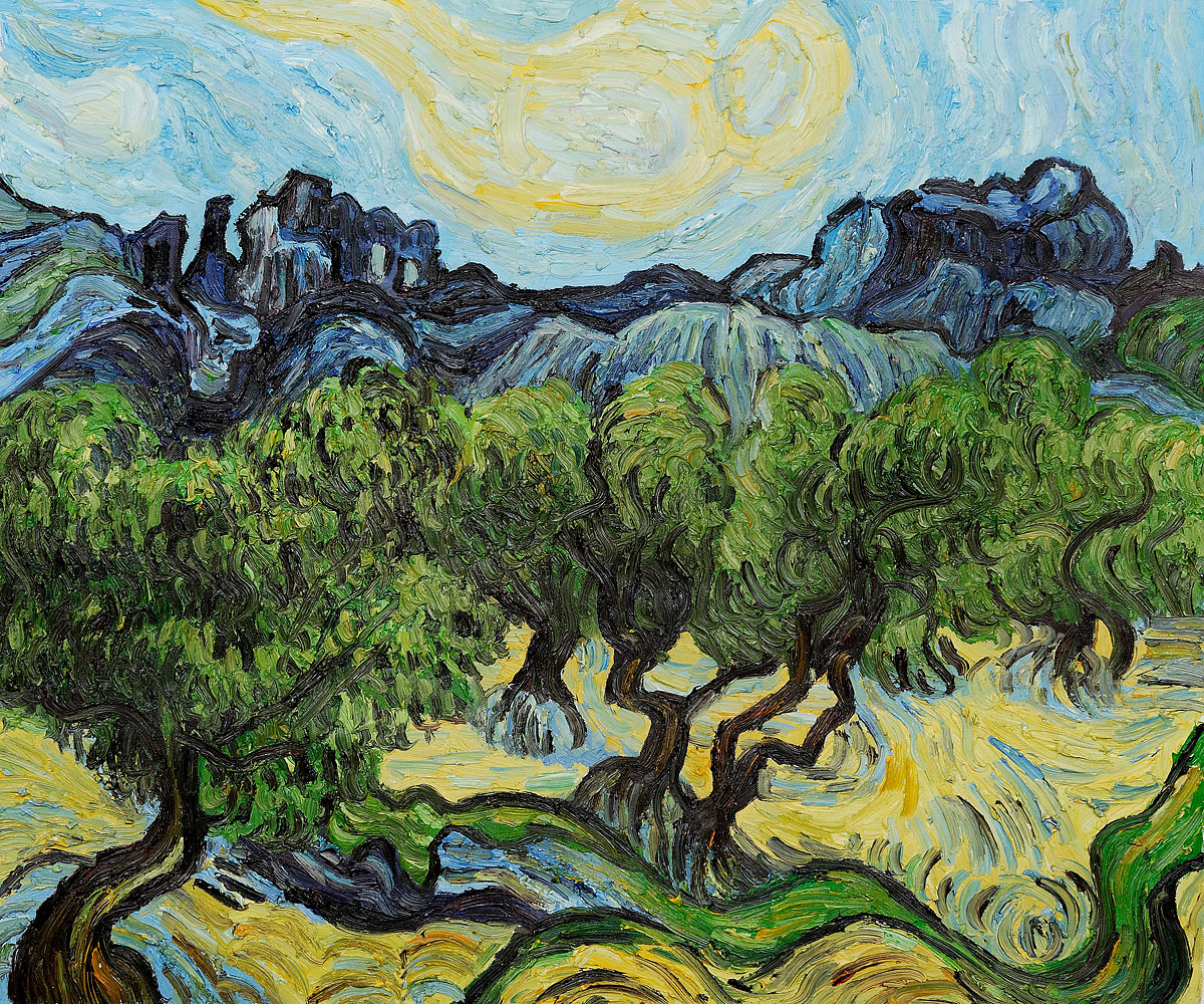 Olive Trees with the Alpilles in the Background by Vincent Van Gogh
